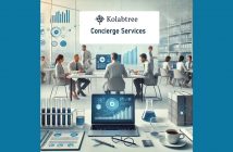 Kolabtree Concierge Services promotional image featuring a professional workspace with scientists, researchers, and analysts collaborating in a modern lab setting, surrounded by digital graphs, lab equipment, and data visualization tools.